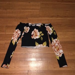 Floral Long Sleeve Crop Top